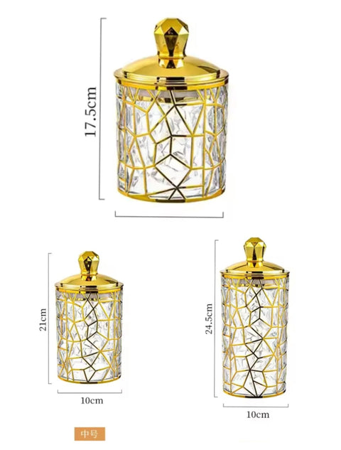 Middle East Arabian Style Kitchen Food Storage Tank Transparent Sealed Box with Golden Lid Candy Coffee Bean Storing Jar